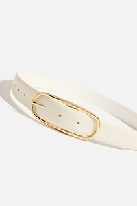 Oval Slim Faux Leather Belt