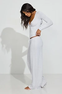 Sheer Ribbed Slouchy Pants