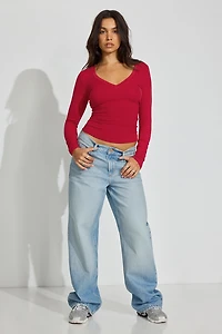 Serene Deep V-Neck Long Sleeve Top