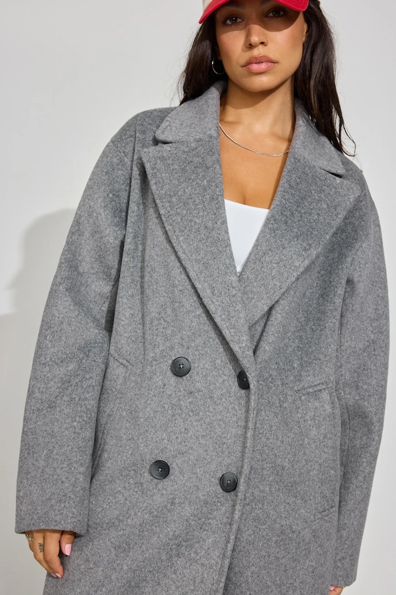 Oversized Long Felted Trench Coat