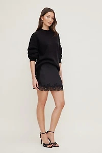 Lace Satin Mini Skirt