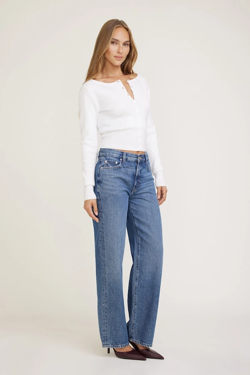 Cardigan côtelé à ourlet cintré Sara