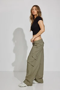 Low Rise Baggy Poplin Cargo Pants