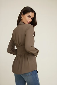 Cinched Waist Fluid Blouse