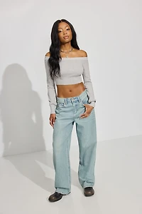 Haut ultra-écourté à épaules dégagées