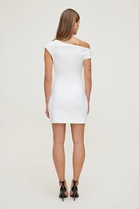 Ruched Off Shoulder Crepe Mini Dress