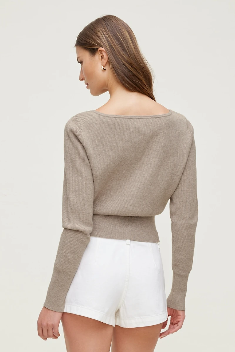 Sara Ribbed Cinch Hem Cardigan