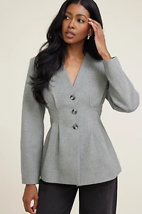 Veston en flanelle à plis sans col