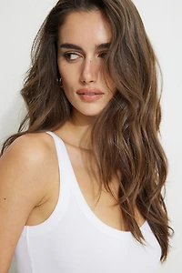 Justaucorps côtelé à col échancré