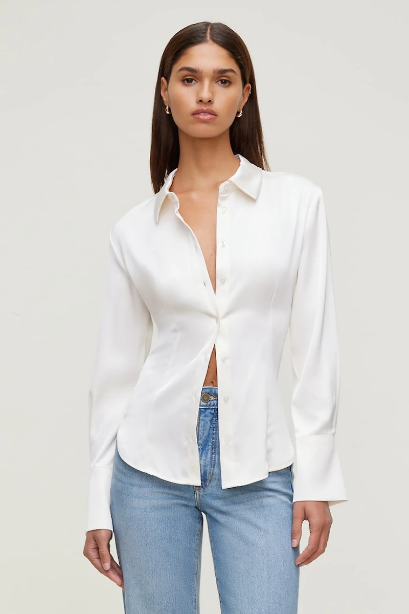 Eva Cinched Satin Shirt