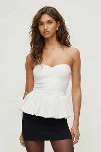 Peplum Velvet Tube Top
