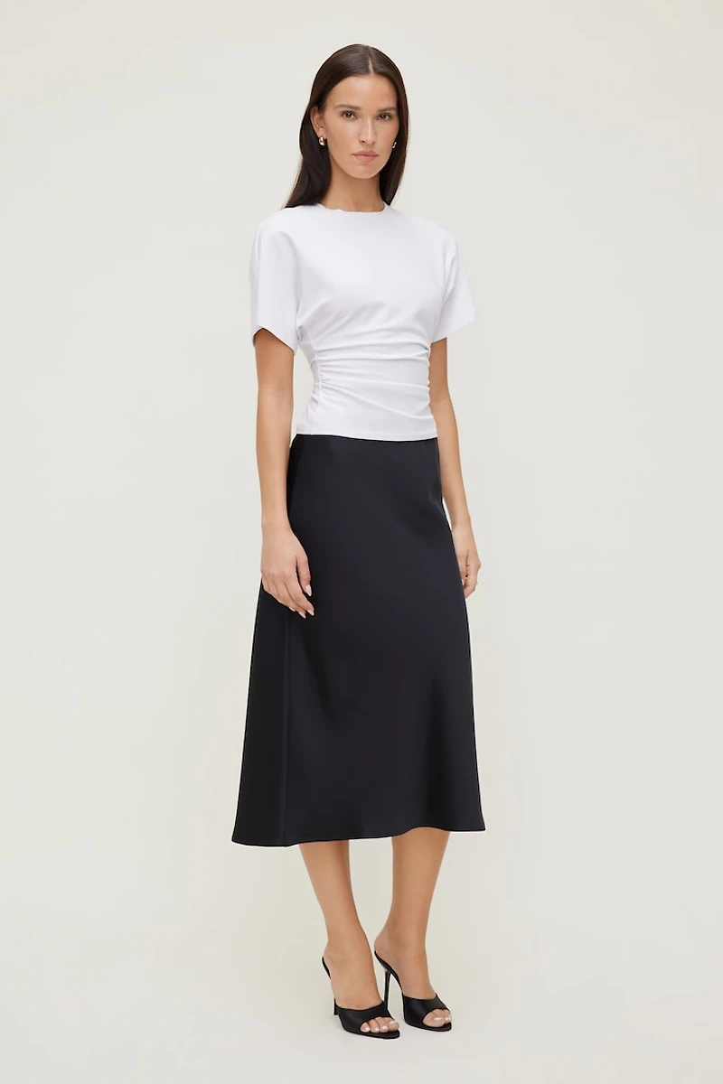 Andrea Shirred Cotton Spandex T Shirt