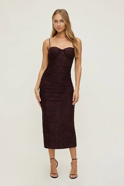 Jacquard Ruched Maxi Dress