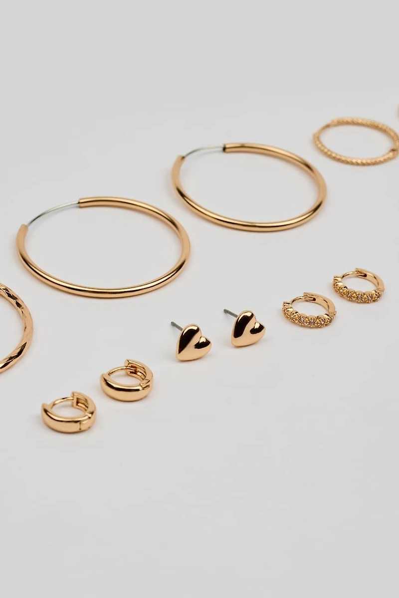 6 Pack of Mini Studs & Thin Hoop Earrings