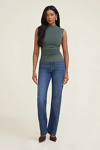 Shirred Mini Mock Cotton Spandex Top