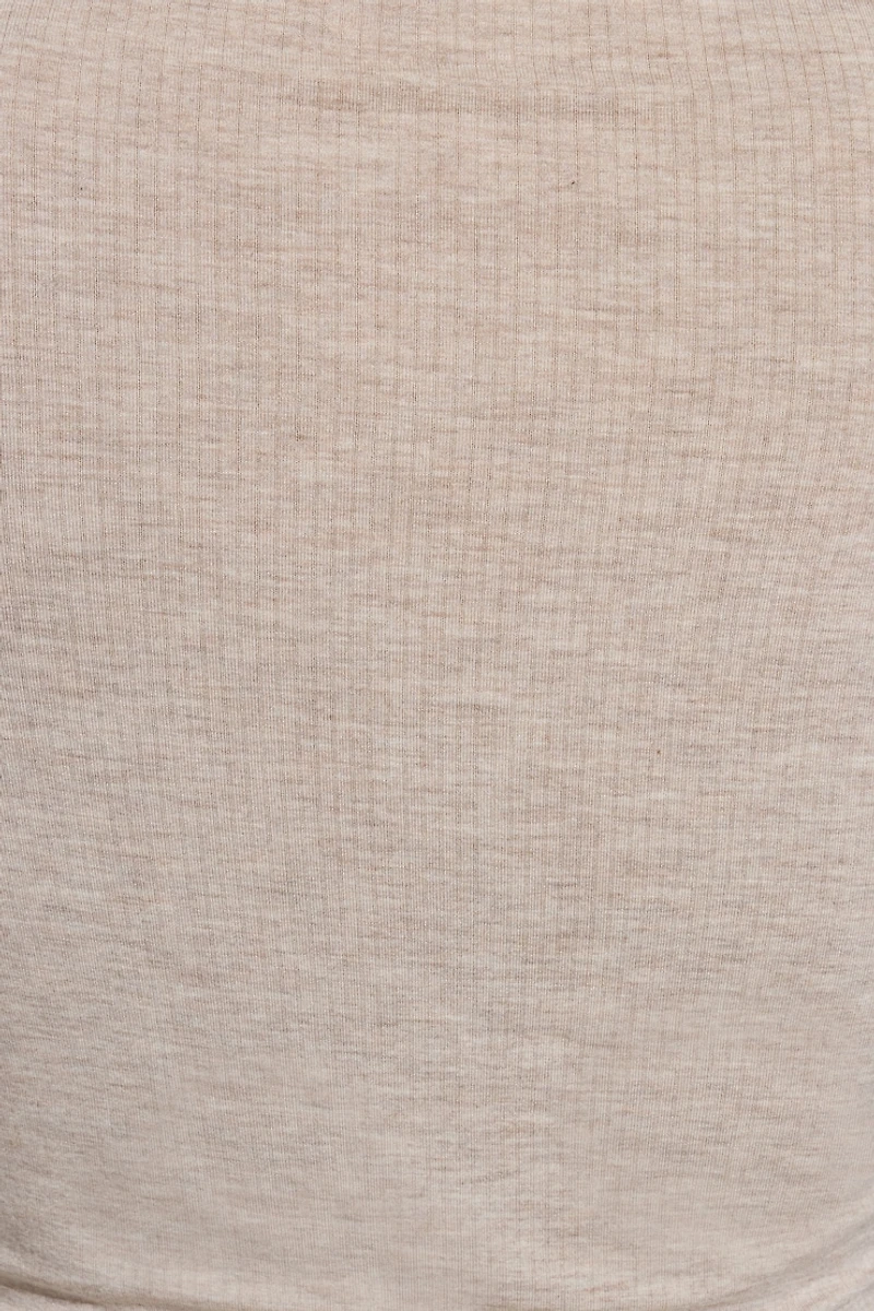 Sheer Ribbed Henley Long Sleeve Top