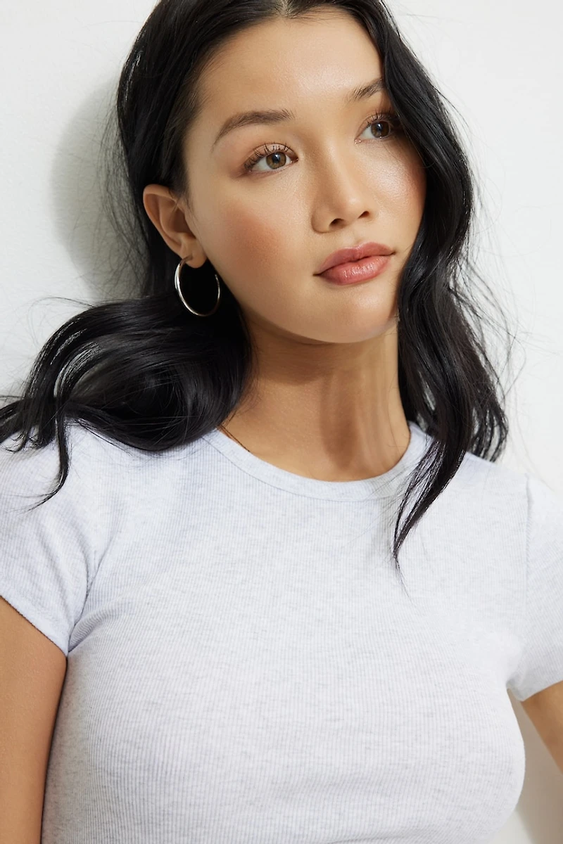 Olive Ribbed Crewneck T Shirt