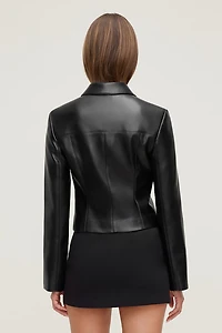 Charlotte Zip Faux Leather Blazer