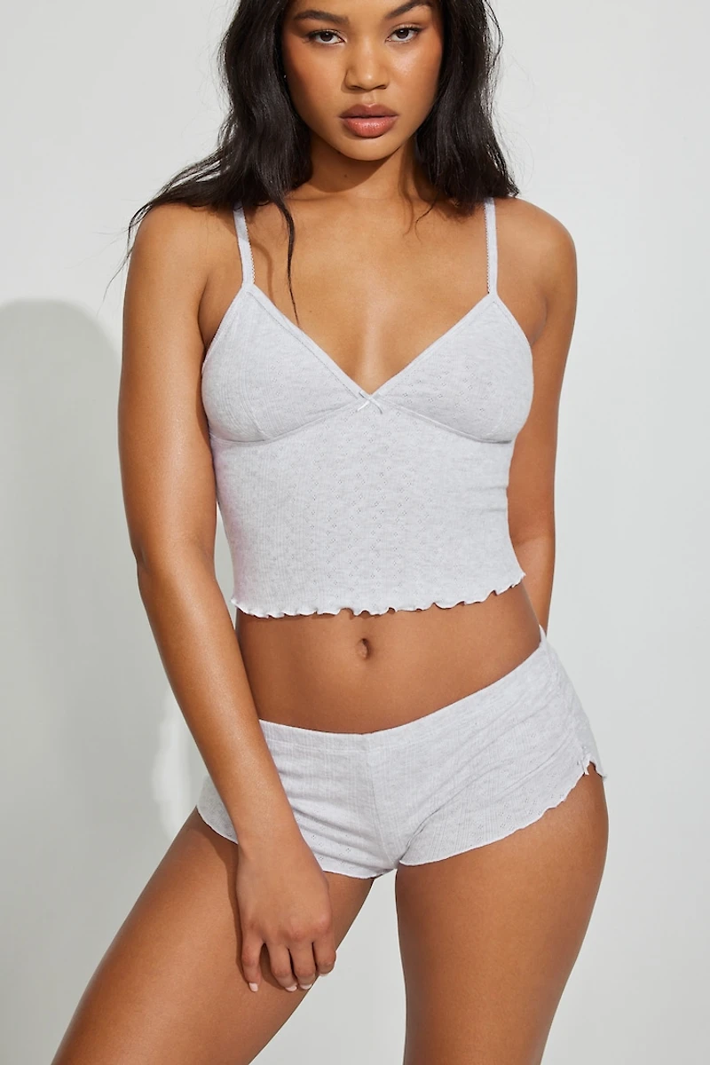 Pointelle Ruched Tiny Shorts