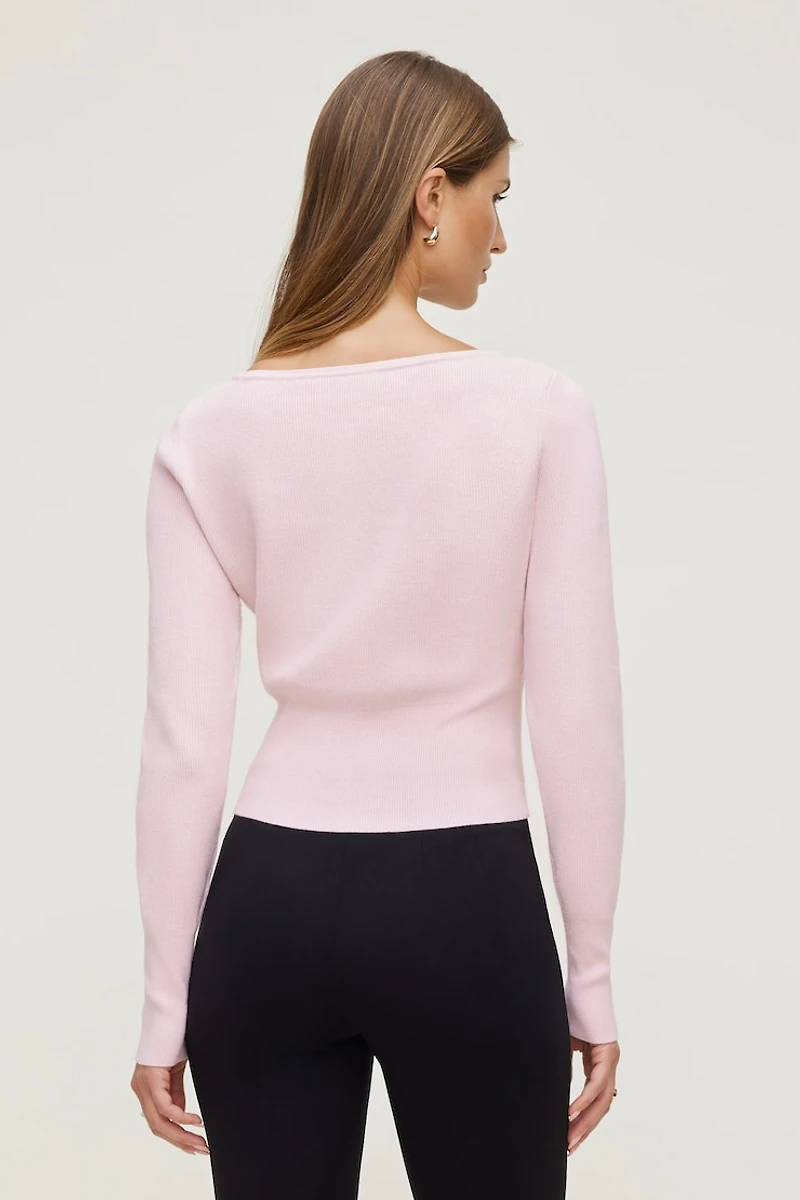 Cardigan côtelé à ourlet cintré Sara