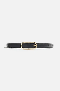 Oval Super Slim Faux Leather Belt