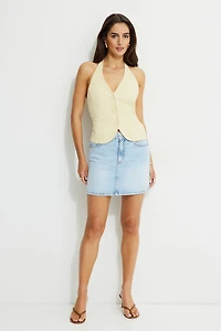 High Rise Denim Mini Skirt