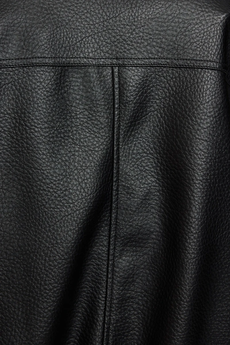 Oversized Faux Leather Bomber