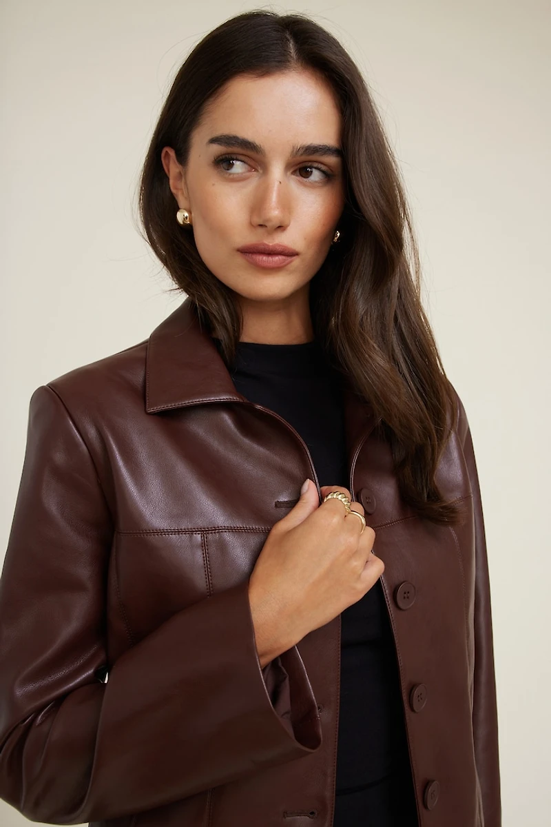 Charlotte Short Faux Leather Jacket