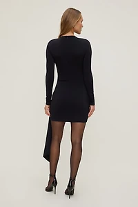 Sculpt Front Drape Mini Dress