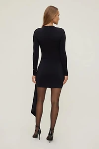 Sculpt Front Drape Mini Dress