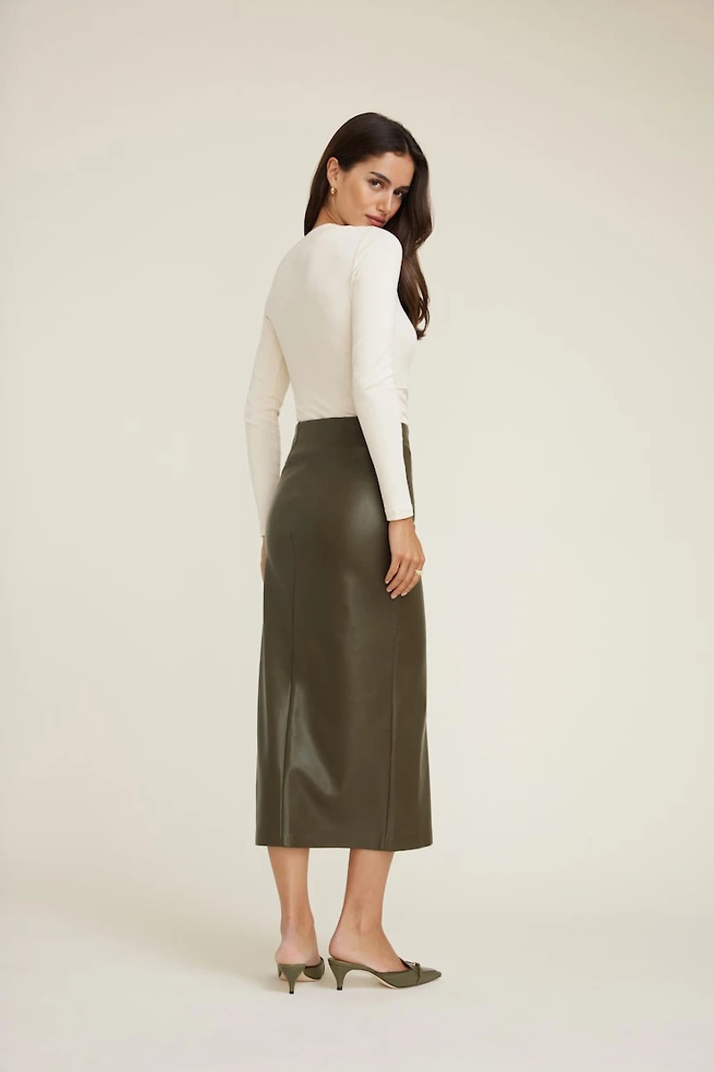 Marlow Faux Leather Midi Skirt