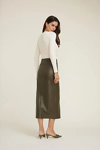 Marlow Faux Leather Midi Skirt