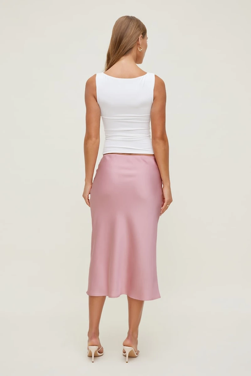 Jupe midi en satin Delila