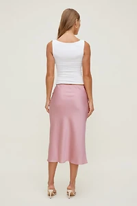 Jupe midi en satin Delila