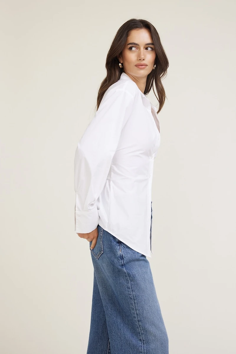 Chemise en coton cintrée à la taille