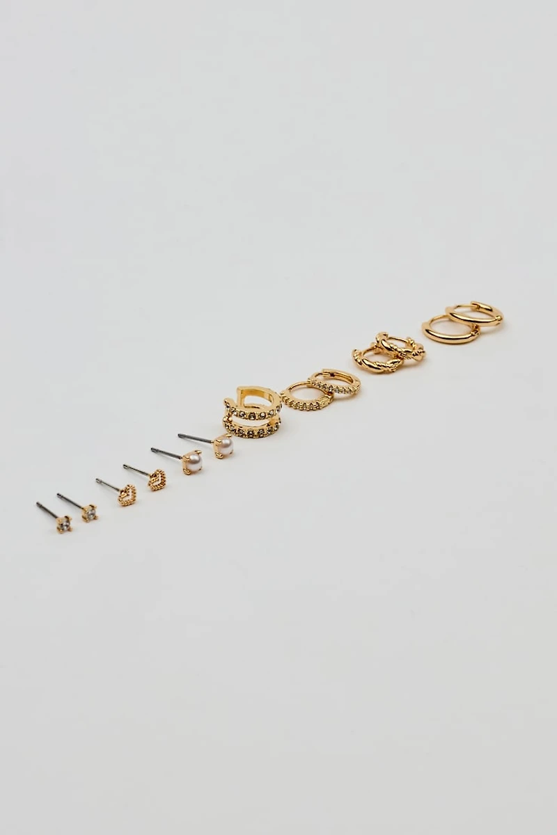 13 Pack of Gem, Hoop & Cuff Earrings 