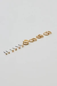 13 Pack of Gem, Hoop & Cuff Earrings 