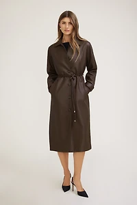 Faux Leather Mac Coat