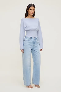 Cinched Boat Neck Sweater