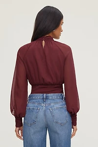 Mock Neck Chiffon Blouse