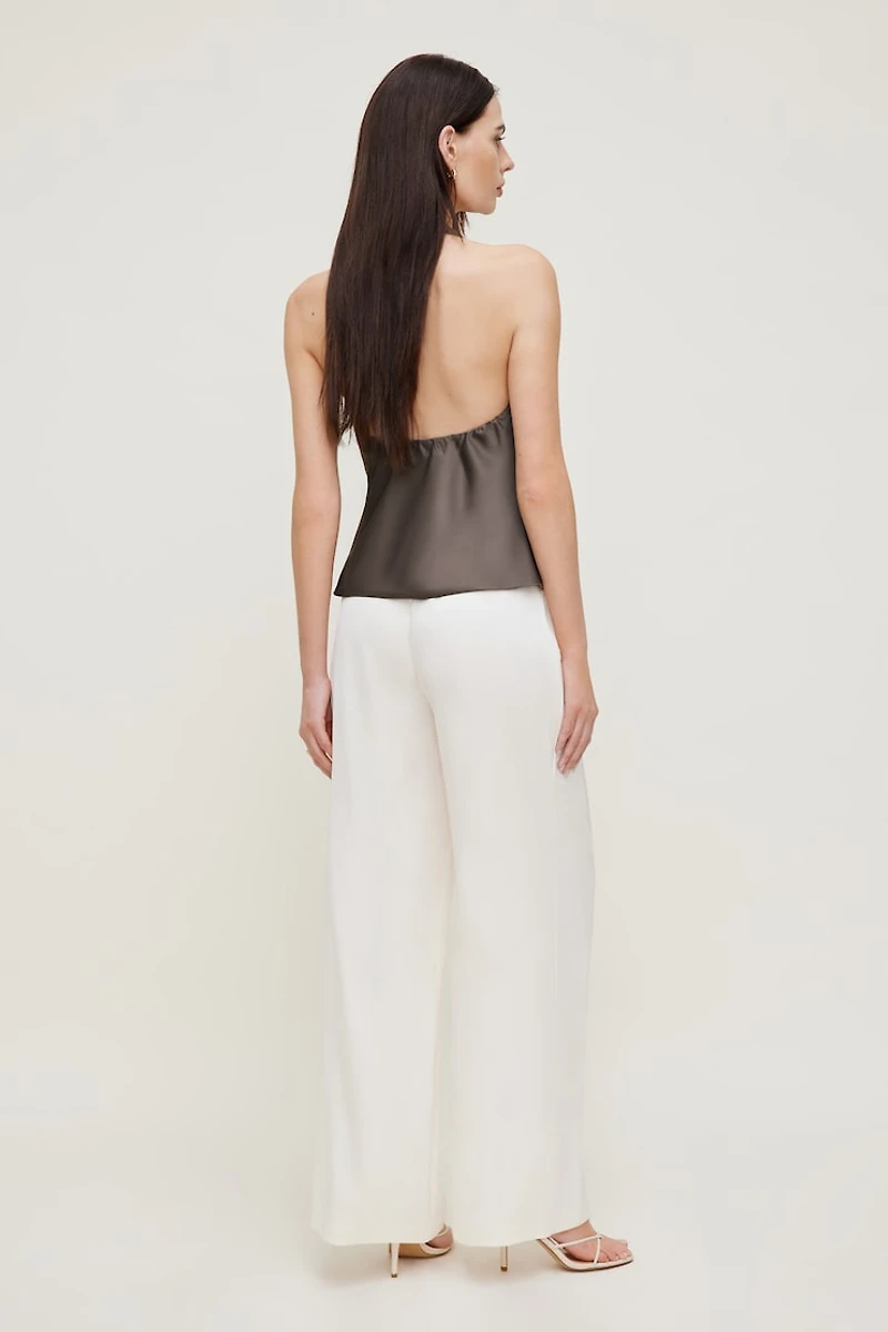 Pantalon en satin à jambe large Leo