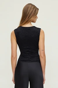 Shirred Lace Tank Top