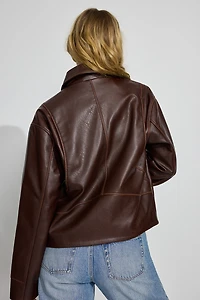 Oversized Faux Leather Worker Jacket