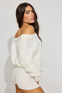 Chandail en chenille à épaule dénudée