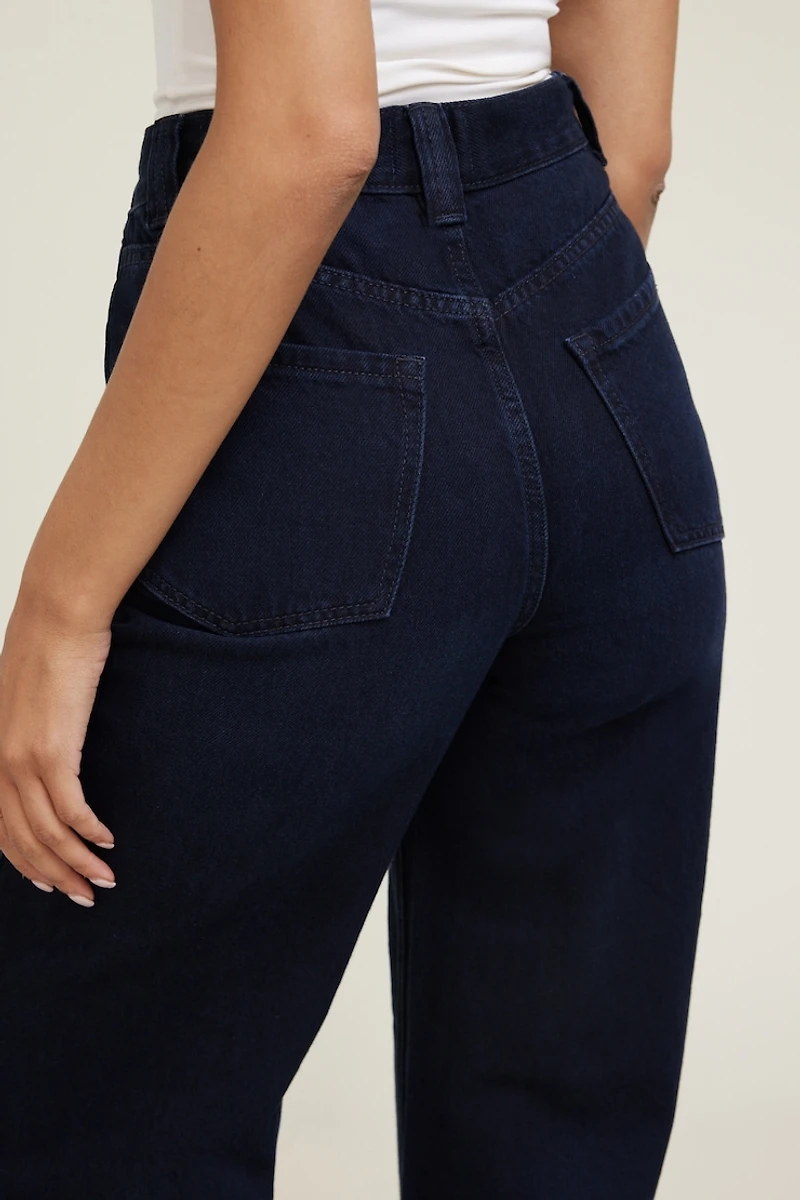 Jean à taille ultra-haute et jambe large colonne Lennon