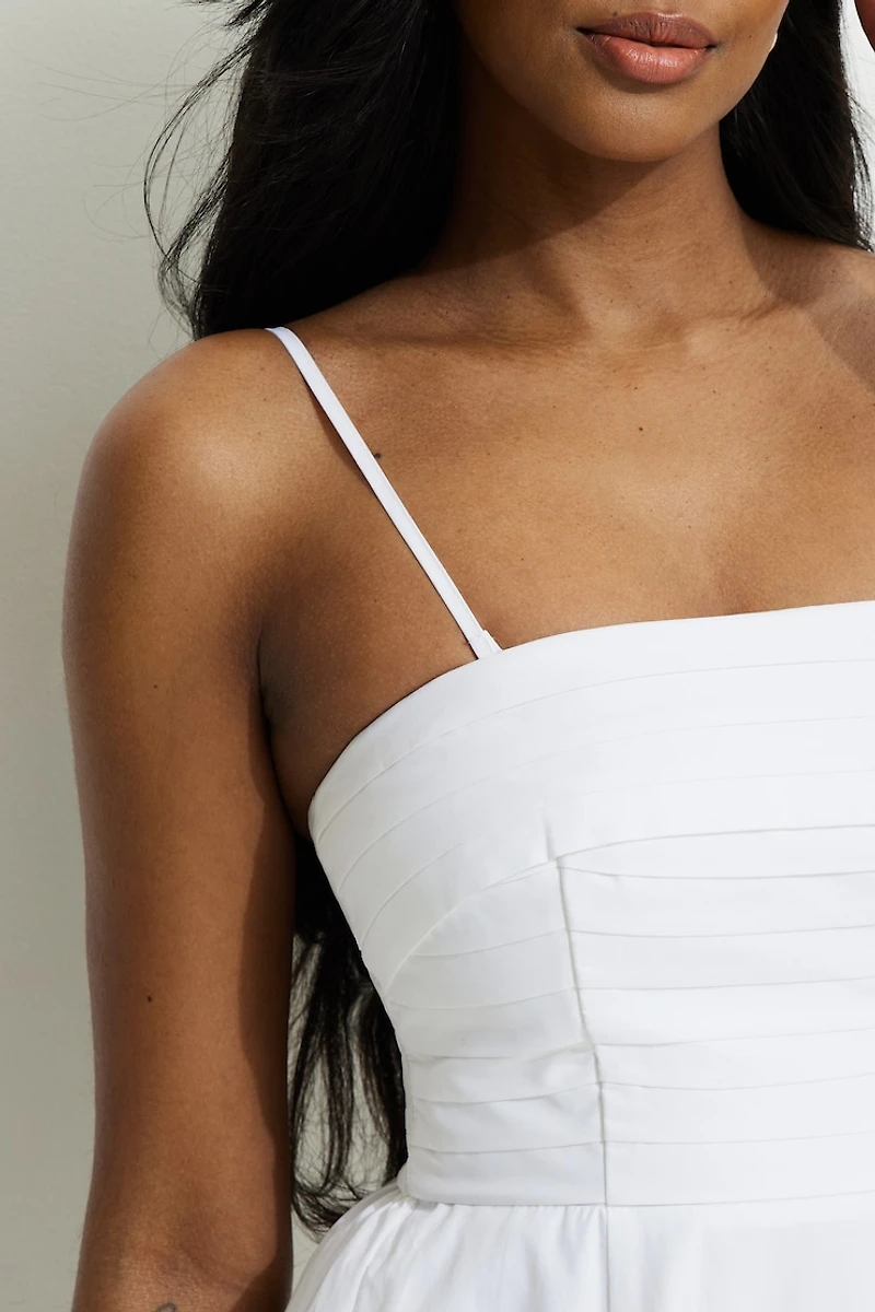 Pintuck Poplin Maxi Tube Dress