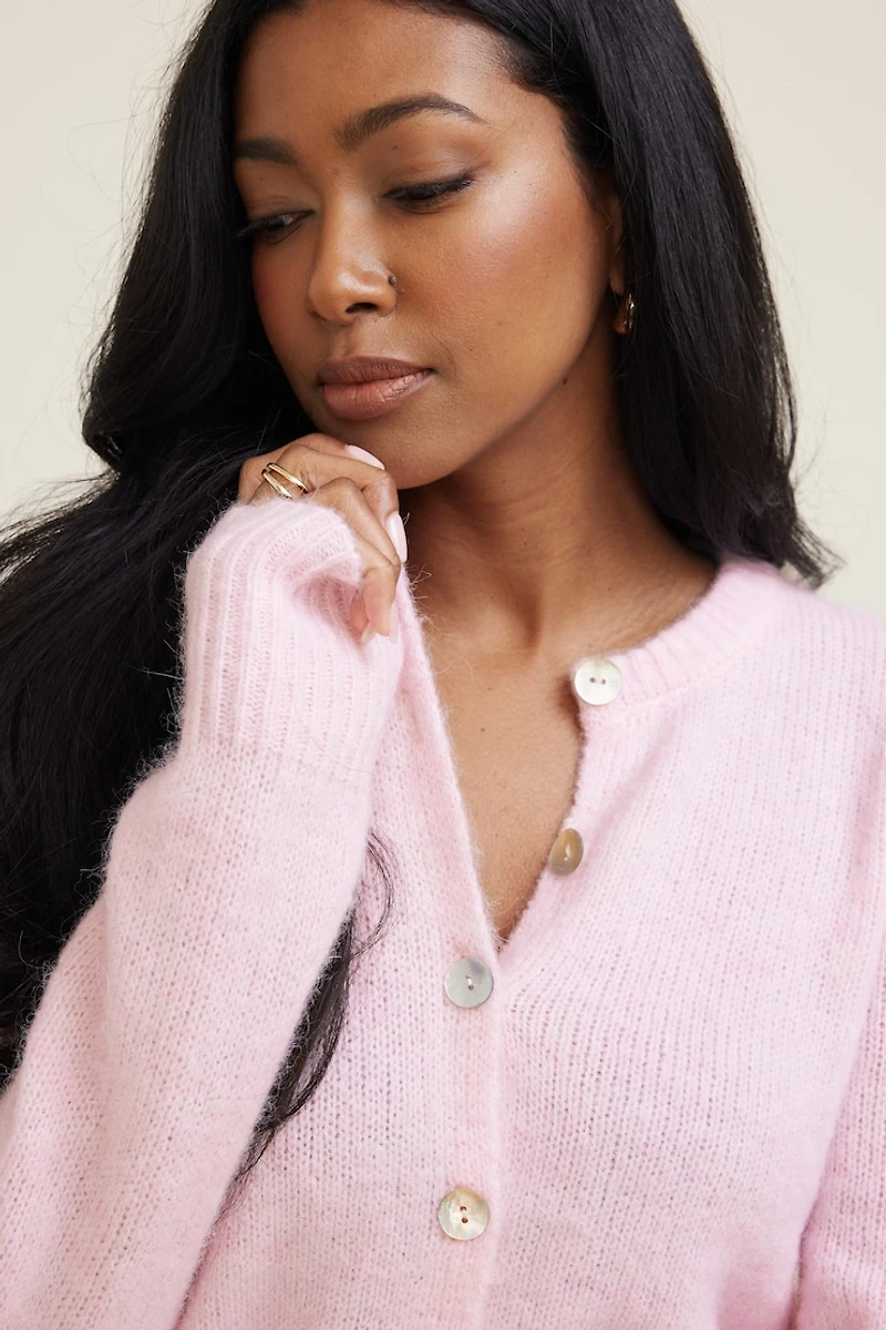 Amanda Hairy Crewneck Cardigan