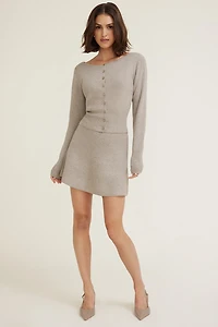 A Line Rib Knit Mini Skirt