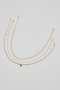 Set of 3 Pearl and Chain Necklaces