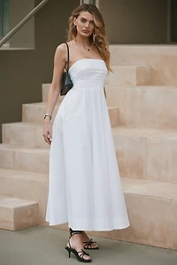 Pintuck Poplin Maxi Tube Dress